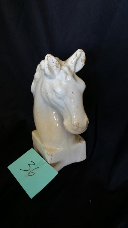 White Chest Ceramic Decor Horse Head
