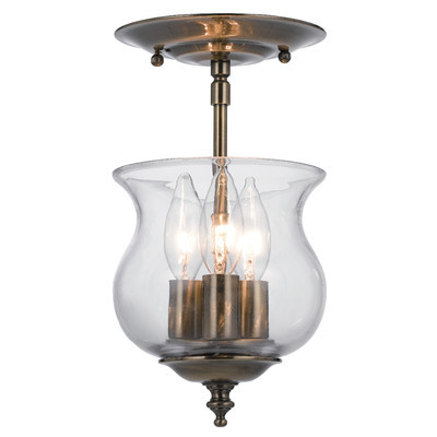 Ascott 3 light semi flush mount, antique finish