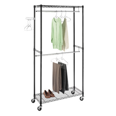 Double Rod Garment Rack Black 38