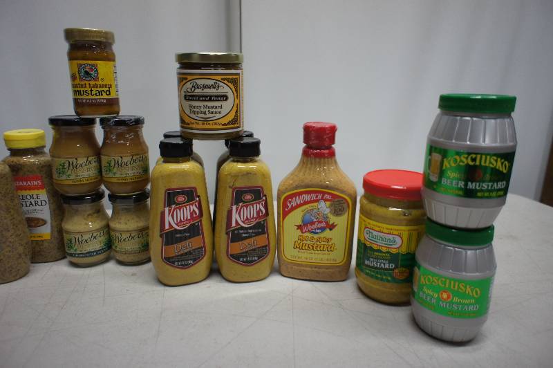 Lot of 25 Bottles of Assorted Mustards - All Items Are In Date -