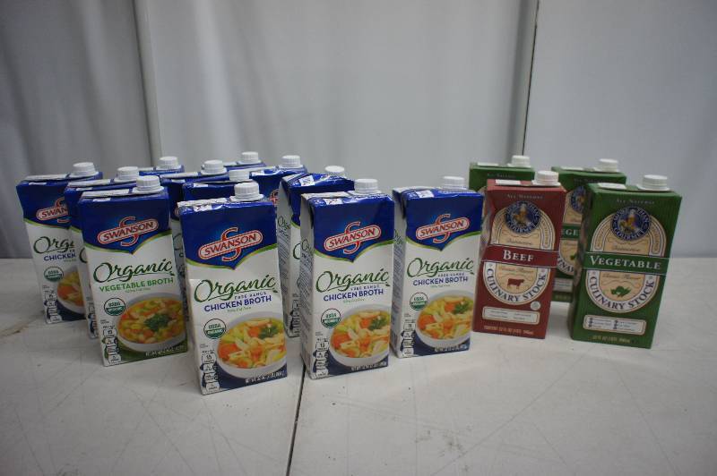 Lot of 16 Boxes of Assorted Broths and Stocks - All Items Expired In 2016 -