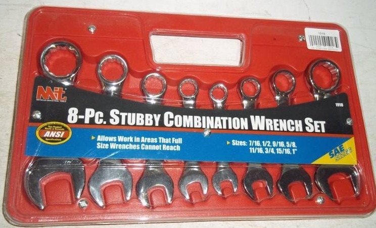 SAE 8 Piece Stubby Combination Wrench Set