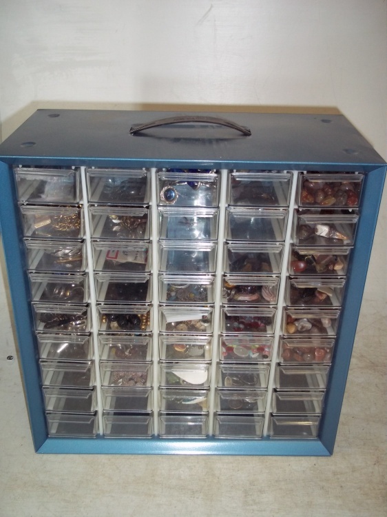 Parts Bin with jewelry Supplies