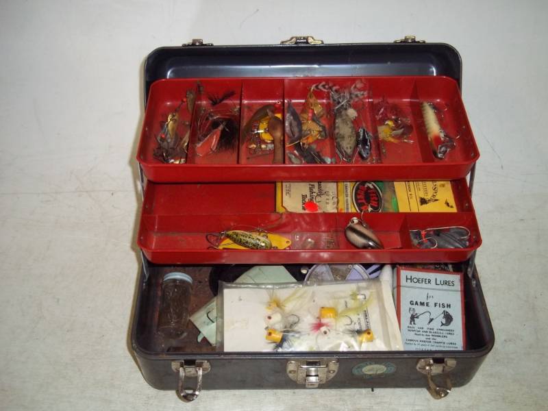 Vintage Tackle Box with Vintage Lures
