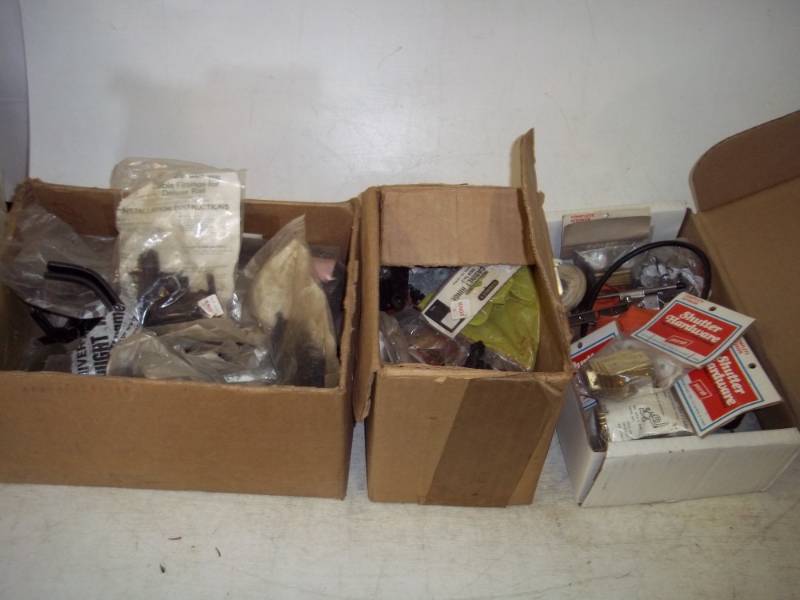 Cabinet Hinges, Brackets and assorted parts, 3 boxes