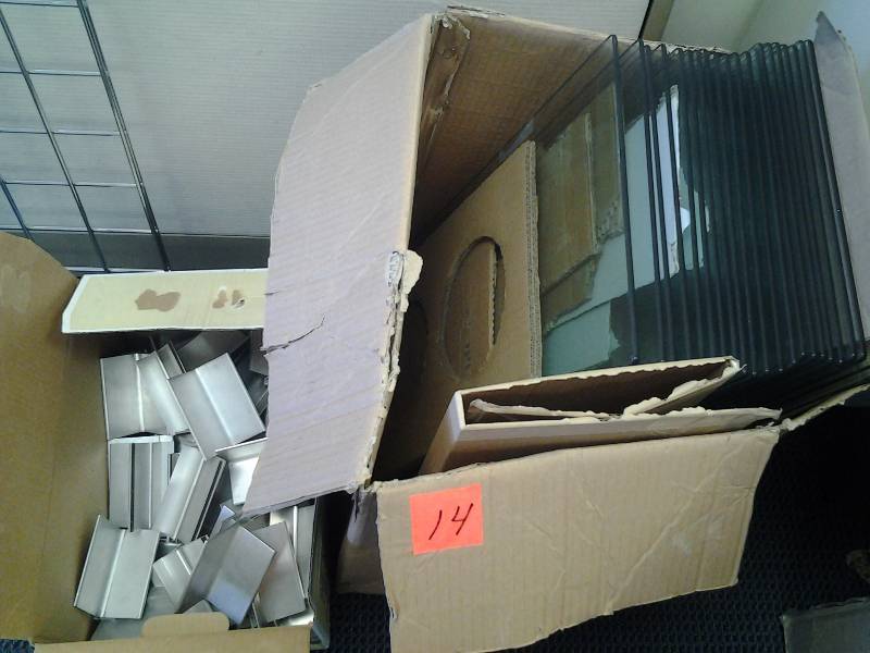 23-Glass Shelves With Box Of Brackets For Slat Wall