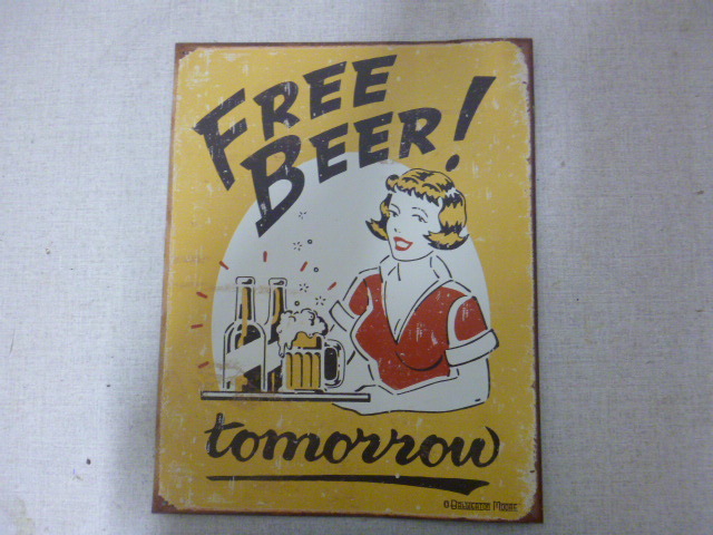 lot 40 image: Metal Free Beer Sign