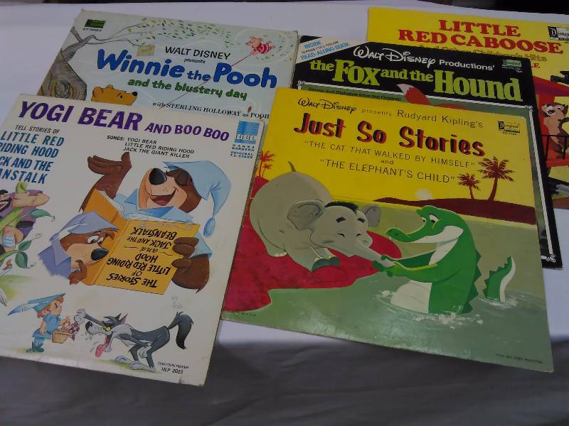 lot 23 image: Disneyland LPs (5) Little Red Caboose, The Fox and the Hound, Winnie the Pooh, Yogi Bear and BooBoo, Rudyard Kipling Stories