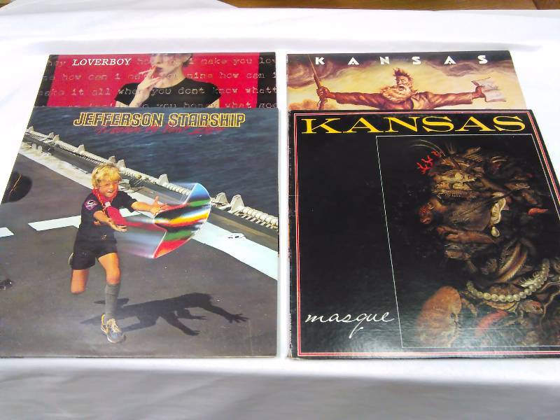 lot 46 image: Kanas  Masque and Self-Titled (2), Loverboy  Self-titled (1) Jefferson Starship  Freedom at Point Zero (1)