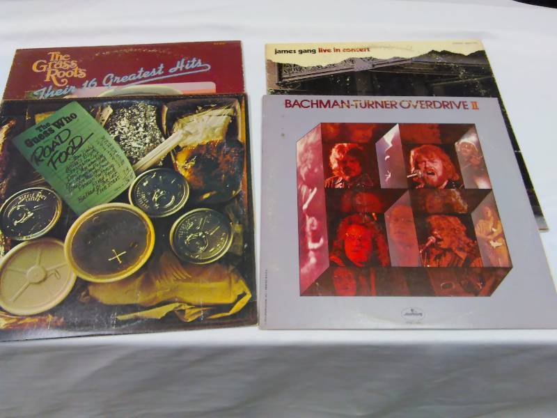 lot 48 image: Grass Roots - 16 Greatest Hits, James Gang - Live in Concert,  Boston Turner Overdrive 2 (BTO) and  Guess Who  Road Food