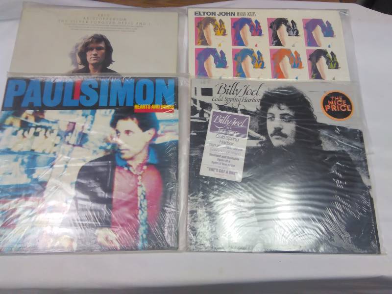 lot 123 image: Male Solo (4) Paul Simon Hearts and Bones, Kris Kristofferson The silver tongue devil and I, Billy Joel Cold Spring Harbor, Elton John Leather Jackets