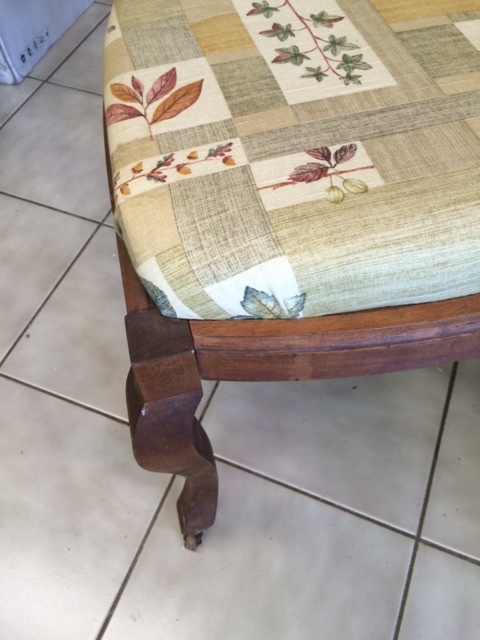 lot 69 image: Antique Wood Chair with Fabric Pattern Cushion