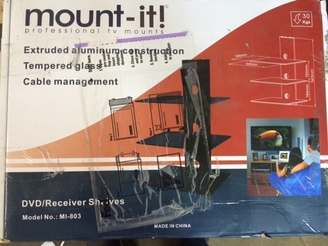 lot 42 image: Triple Glass DVDDVR Component Wall Mount Shelf