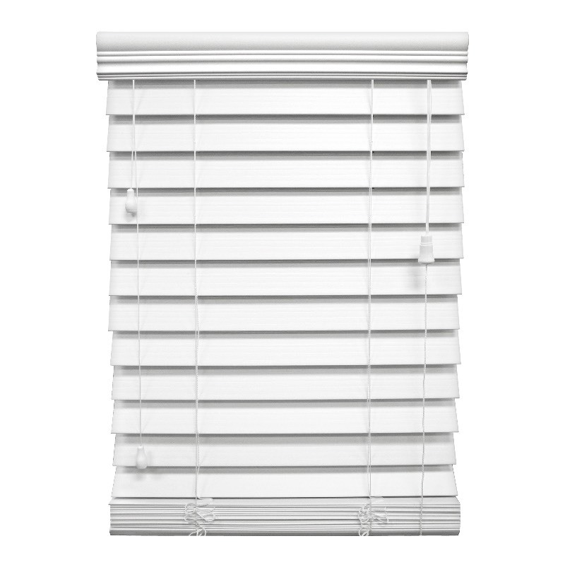 lot 34 image: 2x Faux Wood Venetian Blinds, White