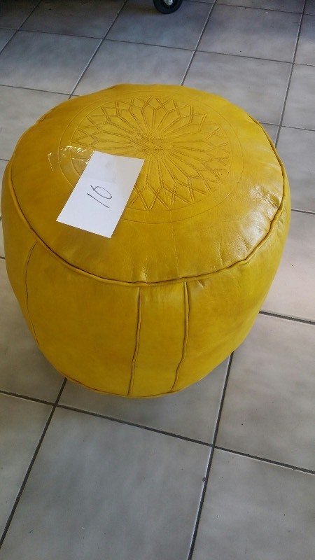 lot 10 image: Leather Floral Pouf
