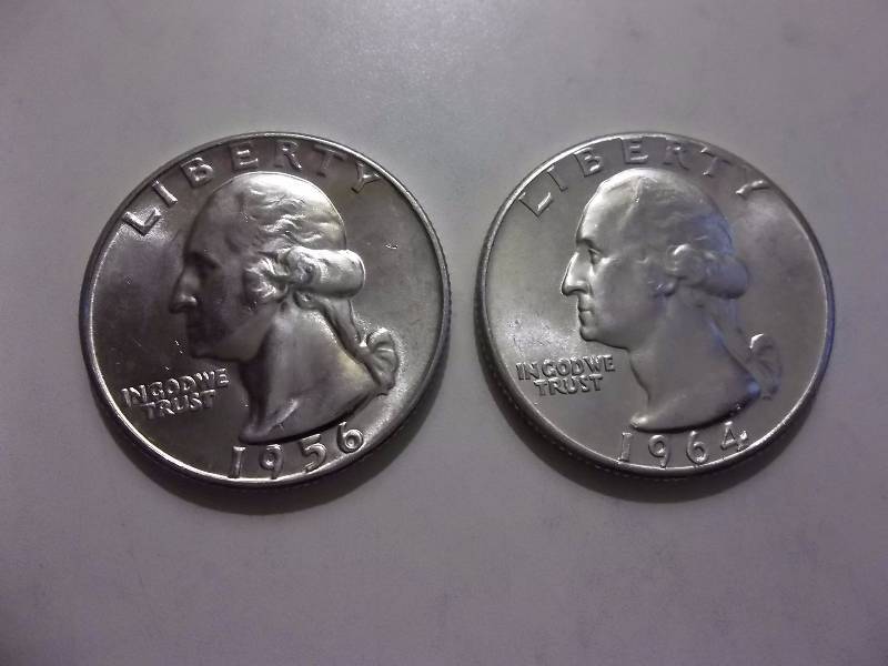 1956 D, 1964  Washington Quarters Very High Grades Unc
