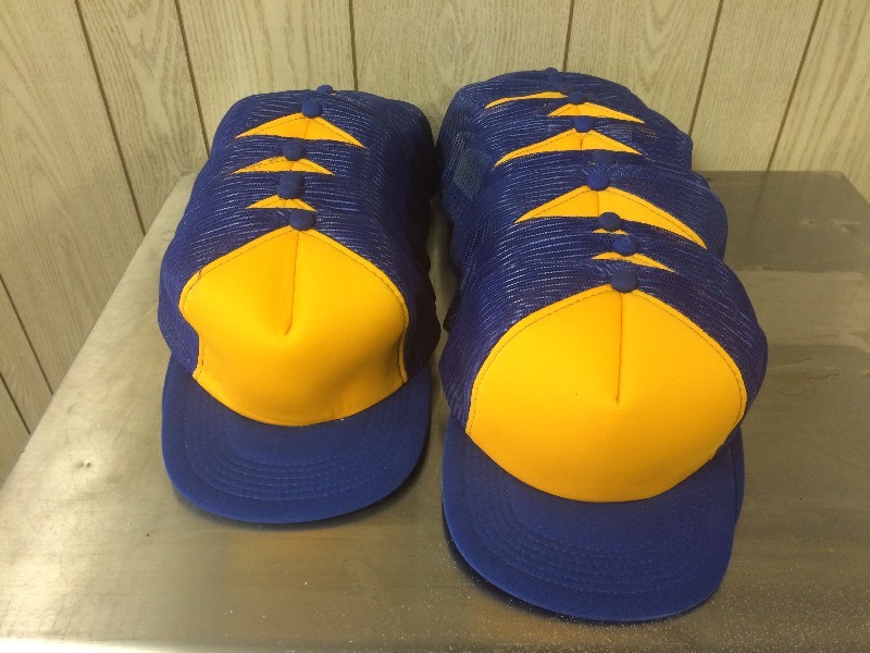 lot 26 image: BASEBALL STYLE HATS - GOLD & BLUE