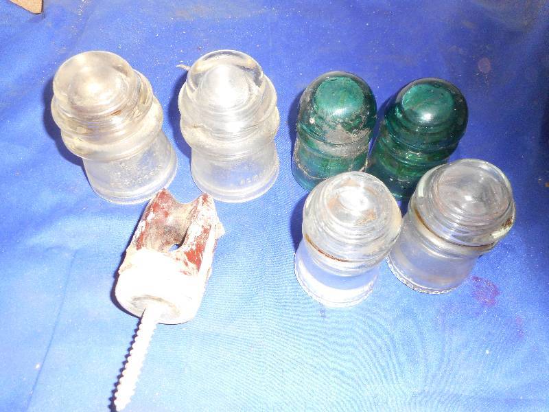 BROOK FIELD AND HENNING GREY GLASS INSULATORS