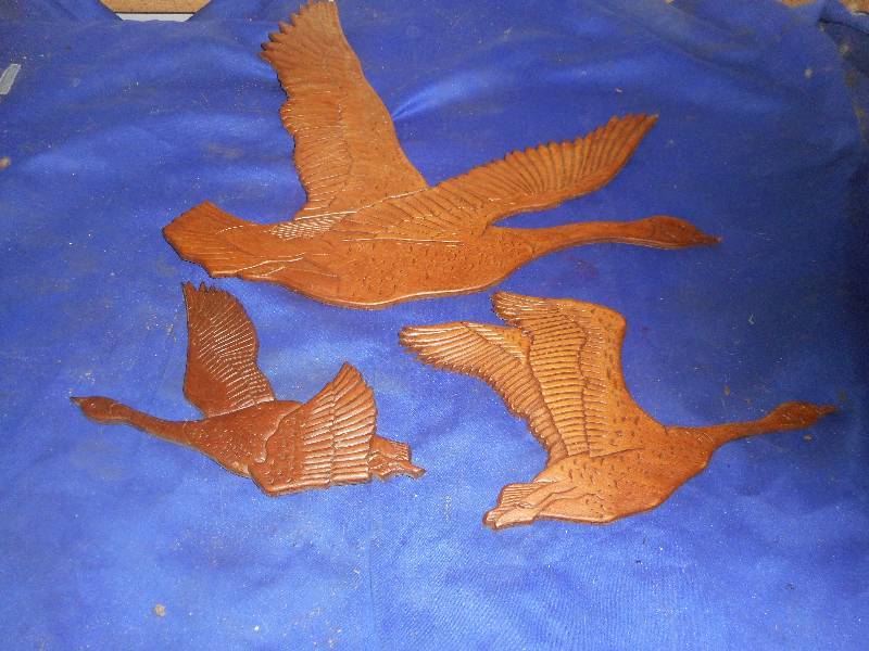 HAND CRAFTED WOODEN GOOSE WALL HANGINGS
