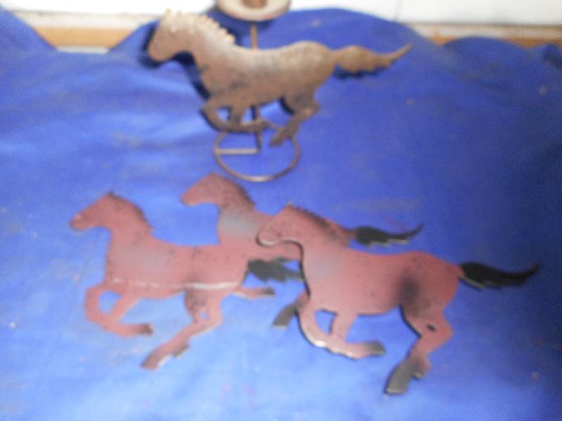 METAL HORSE WALL HANGING AND CANDLE HOLDER