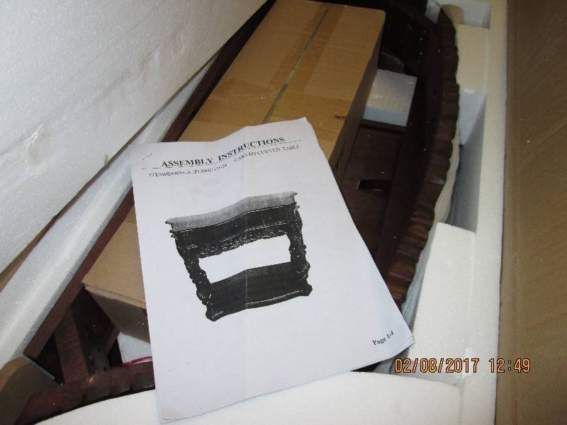 Carved Curved Table open box Retail...