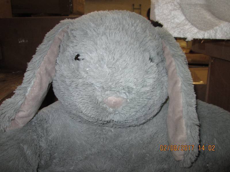 Grey Plush Bunny Chair, open box Re...