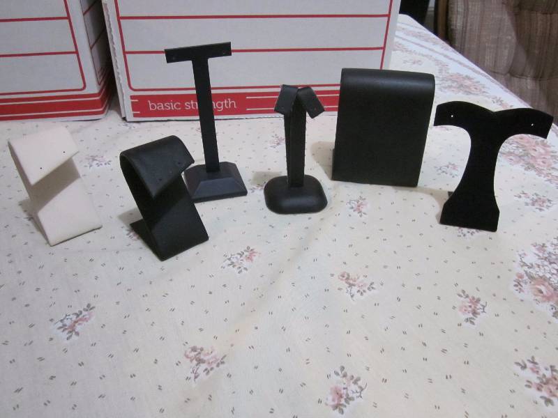 3 Boxes & 3 Totes of Jewelry Display Forms