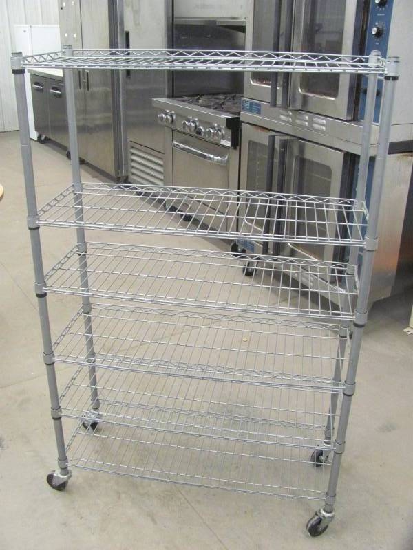 lot 32 image: Steel Storage Shelf On Wheels