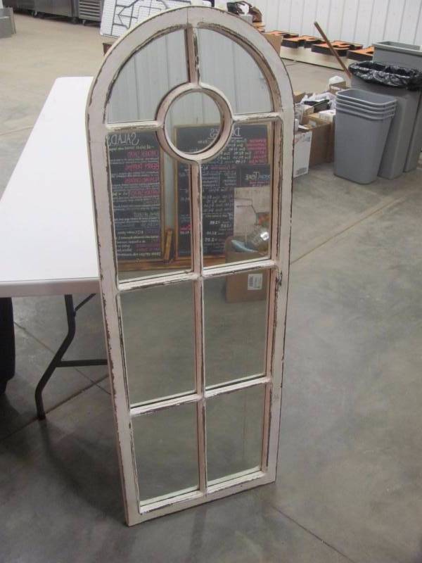 lot 133 image: Decorative Panel Glass Window Mirror