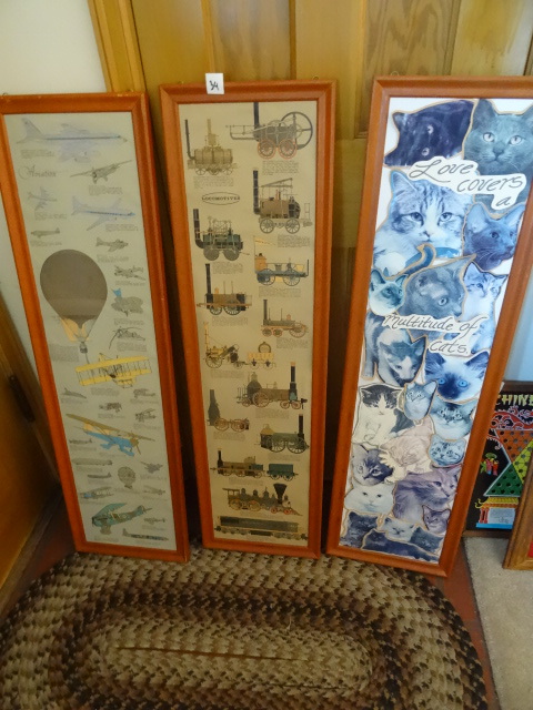 lot 34 image: 3 vintage frames with airplane prin...