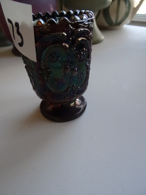 lot 73 image: Fenton candle holder. Blue...