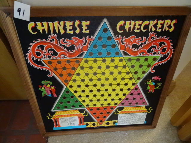 lot 91 image: Vintage chinese checkers board...