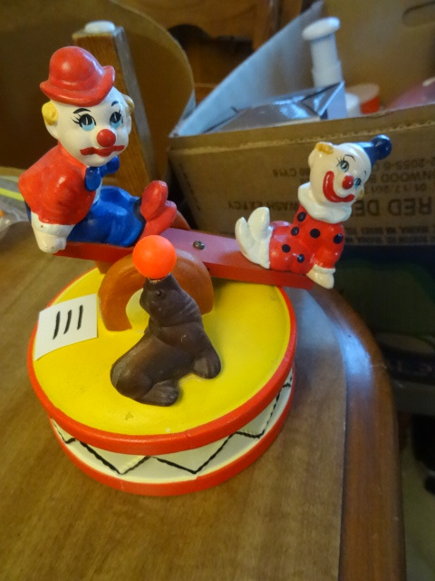 lot 111 image: Teeter totter clown music box. ...