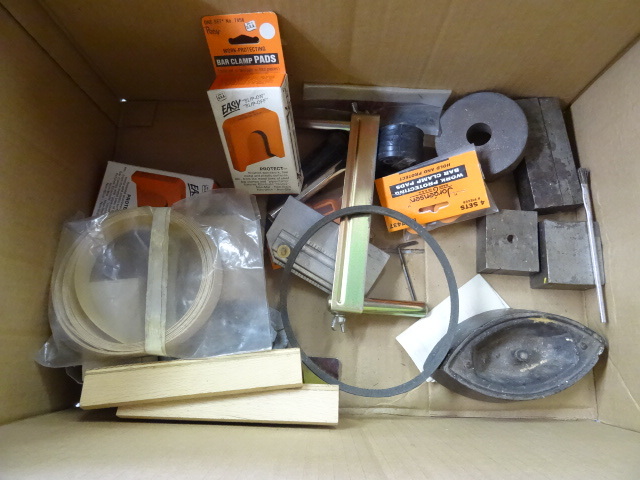 lot 170 image: Vintage stove iron. Bar clamp pads....