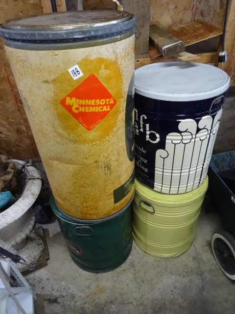 lot 188 image: 3 metal and 1 cardboard storage bin...