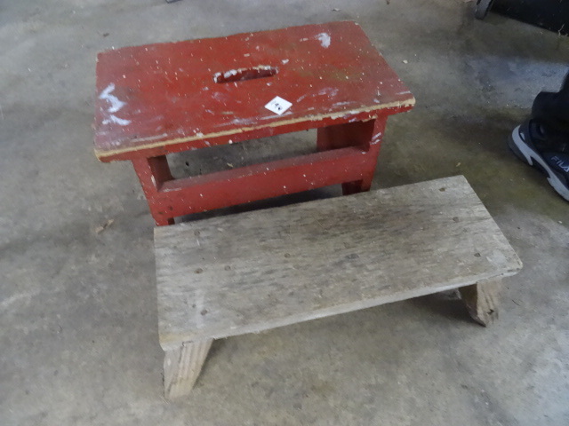 lot 194 image: 2 vintage wood step stools...