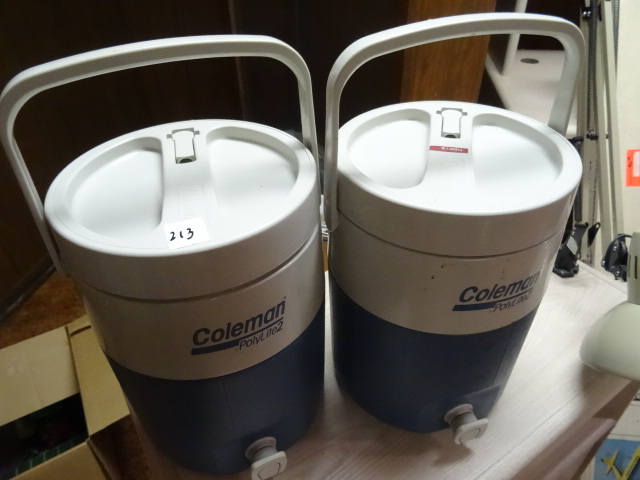 lot 213 image: 2 Coleman polylite 2 drink dispense...