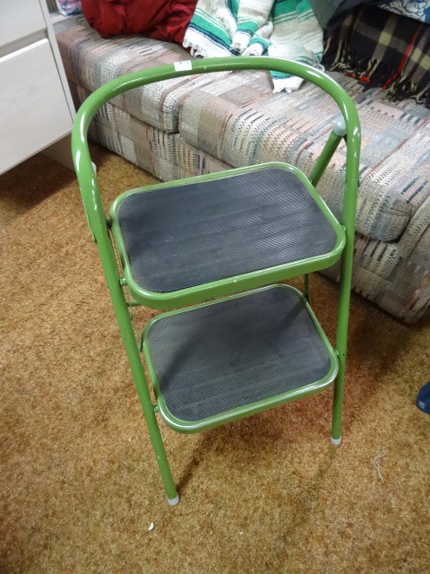 lot 215 image: 2 step folding step stool. Sit and ...
