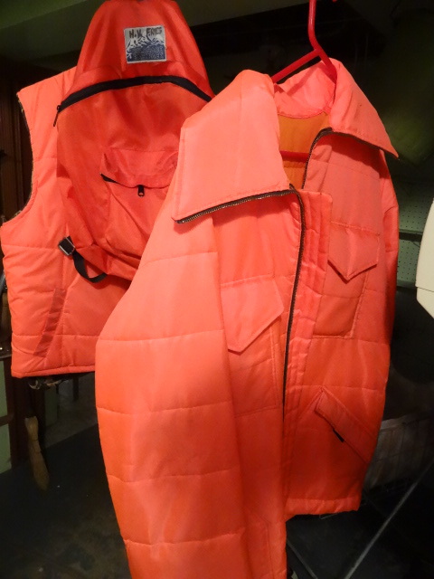 lot 229 image: Blaze orange hunting vest. Jacket, ...