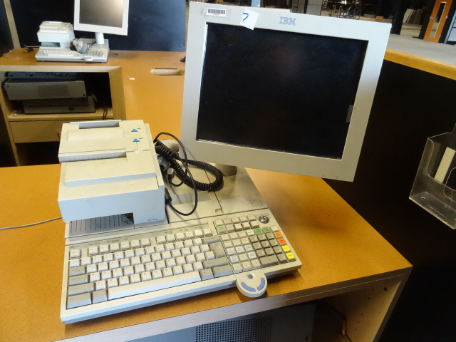 lot 7 image: IBM POS system. Keyboard, screen an...
