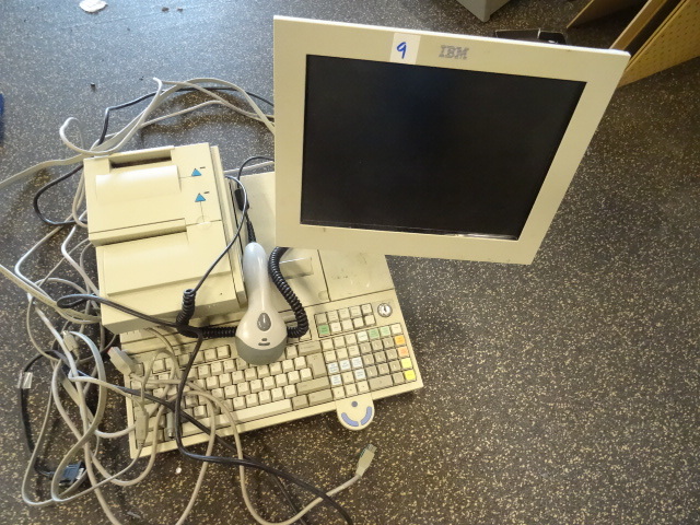 lot 9 image: IBM POS system. Keyboard, screen an...