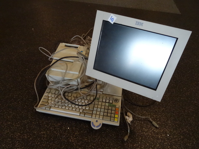 lot 10 image: IBM POS system. Keyboard, screen an...