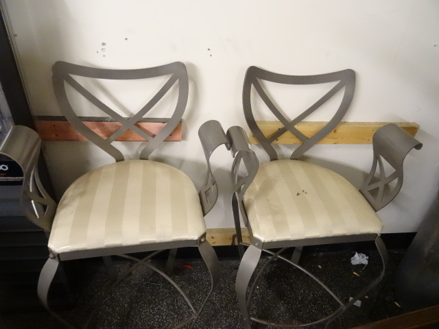 lot 61 image: 2 metal framed stools. 28 seat hei...
