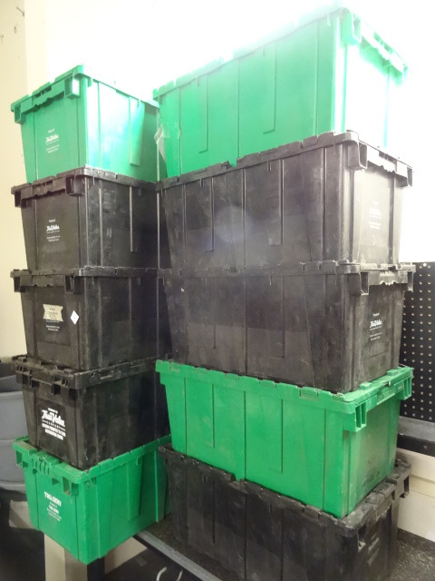 lot 74 image: 10 merchandise totes. Flip up lids....