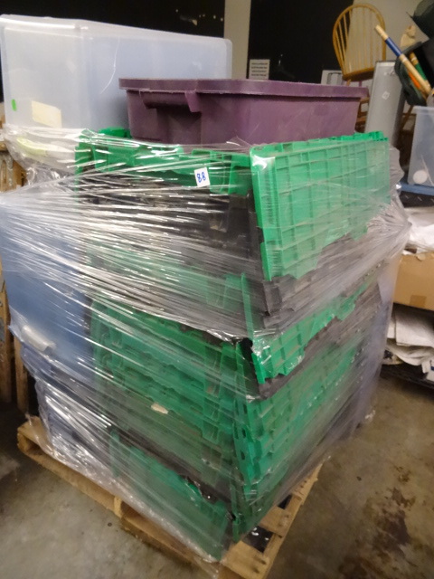 lot 88 image: Pallet of misc totes. Most are norm...
