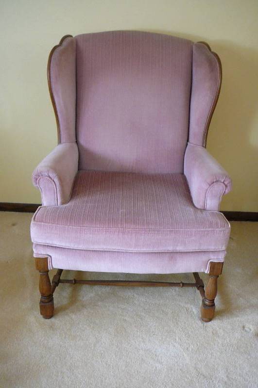 lot 11 image: Oak & fabric Chair 29 w X 40 12 H