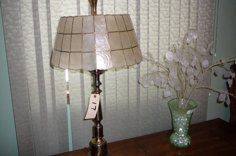 lot 17 image: Table Lamp 32 Tall, Decorative Vase with glass marbles inside