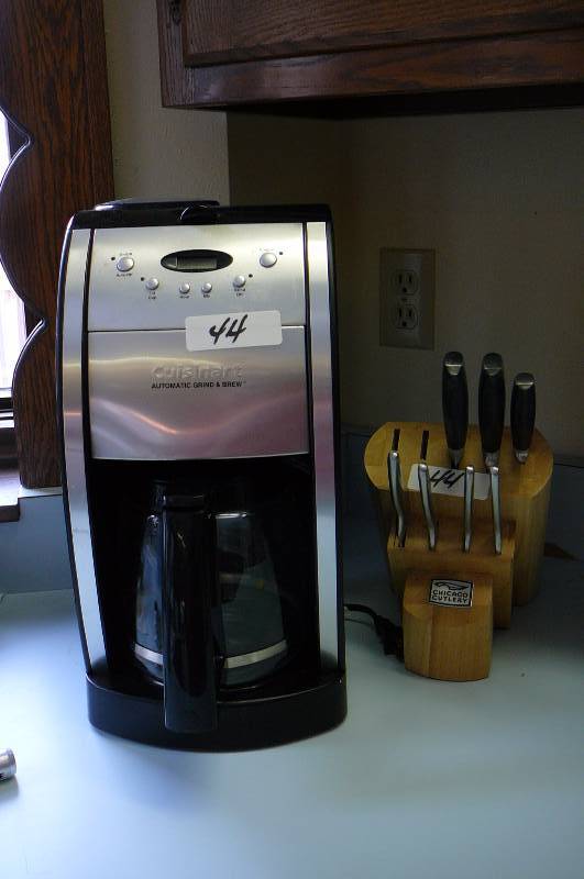 lot 44 image: Cuisinart Auto grind & Brew, Chicago Cutler, Paper towel rack, Misc. used