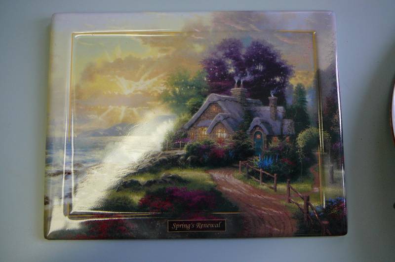 lot 88 image: Collector Plate Misty Morning Revisited # 2953 by Maass, Spring Renewal # 3735 Thomas Kindade