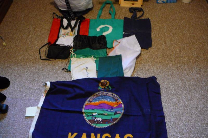 lot 119 image: Lot of Bags & Kansas Flag